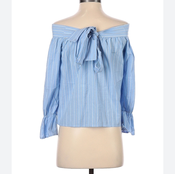 Off-shoulder blue blouse - Picture 11 of 13